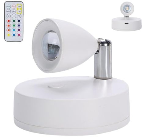 Hugsweet Wireless LED Spotlight with Remote, Rechargeable Battery Operated SpotLights Wireless Up Lights Indoor Picture Light with Timer, Dimmable Uplighting for Plant Wall Art