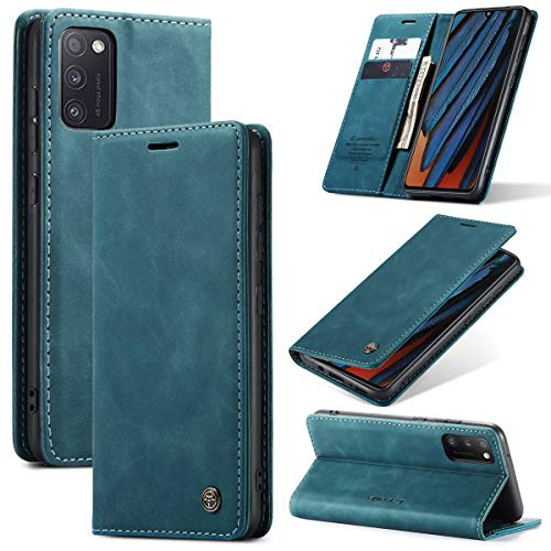 WJXEXRS Handyhülle für Samsung Galaxy A41 Hülle, Premium Klapphülle Leder Schutzhülle Klappbar mit Kartenfach Ständer Magnet Handytasche Standfunktion Flip Case Lederhülle Samsung Galaxy A41-Blaugrün