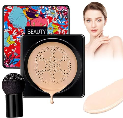 Pilzkopf Luftkissen CC Creme, Mushroom Head CC Cream, Mushroom Head Air Cushion Foundation CC Cream, Feuchtigkeitsspendende Aufhellende Wasserdicht sogar Hautton Langlebig (Natürlich)