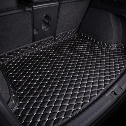 FUWUDI Auto Kofferraumwanne Kofferraummatte für Renault Grand Scénic 4 (IV) R9 I 2016-2024, Ledermaterial Kofferraum Schutzmatte Antirutschmatte Innenzubehör,Black Beige