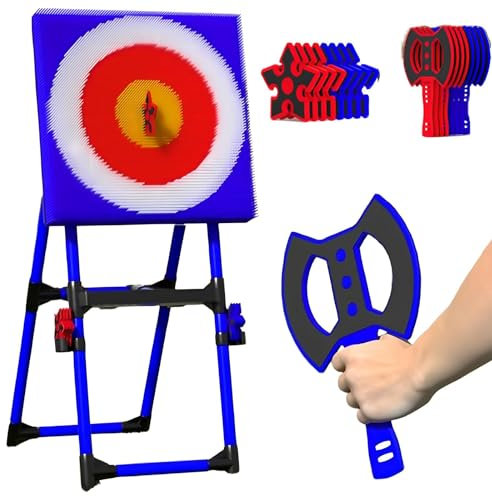 Home Accessorie 2-in-1 Axe Throwing and Lawn Dart Game Set - Includes 8 Long-Handled Flying Axes & 8 Six-Star Darts for Family Fun Indoor &
