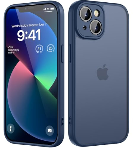 KPPIT for iPhone 13 case,Blue | Shockproof Military Grade Drop Protection, Frosted Translucent