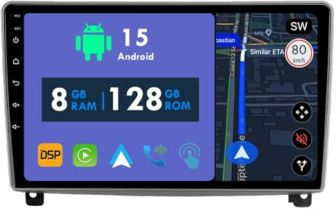 RoverOne Estéreo CarPlay 8G+128G para Peugeot 407 2004 2005 2006 2007 2008-2011 con Android Auto Radio GPS Navi Bluetooth RDS WiFi Pantalla Táctil Unidad Principal Reproductor