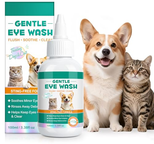 Cat & Dog Eye Drops for Infection, 100ml Pet Eye Drops for Dogs & Cats | Relieve Eyes Dryness, Itching & Irritation, Natural Cat Eye Care Solution, Dog Tear Stain Remover