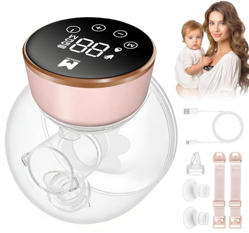 Wearable Breast Pump, Hands-Free Ultra Quiet Electric Breast Pump with 3 Modes & 9 Suction Levels, Leak-Proof Design, 19/21/24MM Flanges, Portable for Nursing Moms