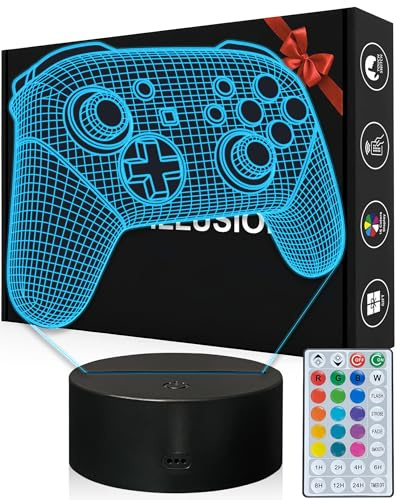 Magiclux Gamer Lampe 3D LED, 16 Farben, Fernbedienung & Touch-Steuerung | 16 Farben, 4 Lichtmodi und dimmbare Helligkeit – per Touch oder Fernbedienung steuerbar für dein individuelles Gaming-Setup