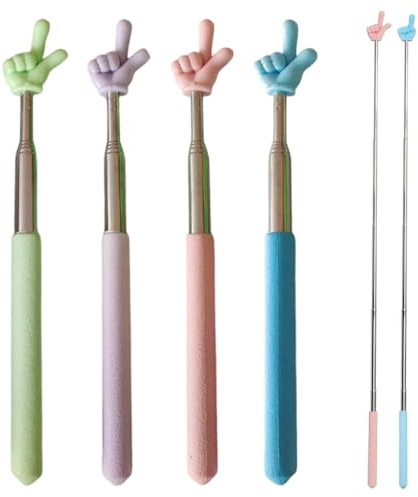MKEAWWU Puntero Presentaciones, 4 Piezas Puntero De Dedo Telescópico, Colores Rosa, Azul, Verde, Violeta Pastel, Tamaño 20-68 Cm, Retráctil, Para Aulas