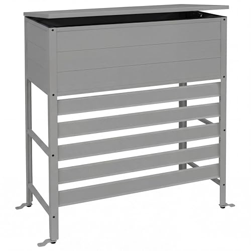 PROREGAL Aluminium Verkleidung für Klimaanlage/Wärmetauscher | HxBxT 110x96x43cm | Abdeckung Aufbewahrungsbox | Grau