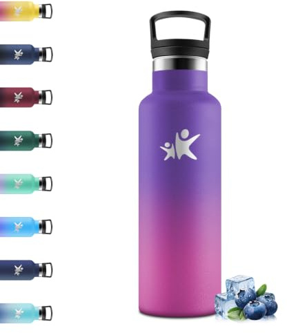 Mulbijeo Borraccia Termica 750ML, 18/8 Acciaio Inox, Borraccia con Cannuccia, Sottovuoto a Doppia Parete, Termos, Senza BPA, Bottiglia Termica, Borracce Termiche per Palestra, Viola scuro & Rosso rosa
