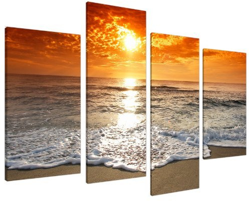 Large Sunset Beach Living Room Canvas Wall Art Pictures Prints XL 4152
