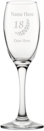 [Custom] 18th Birthday Champagne Flute Glass CH2 Engraved Personalised in Silk Lined Gift Box