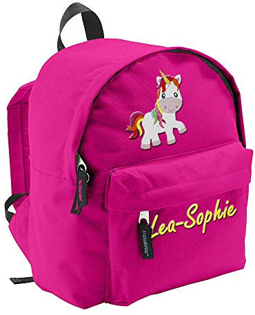 SL-Store GbR Kindergartenrucksack bestickt mit Namen Motiv Kinder Kleinkind Kinderrucksack für KITA Kindergarten personaliesiert Name, Farbe:pink