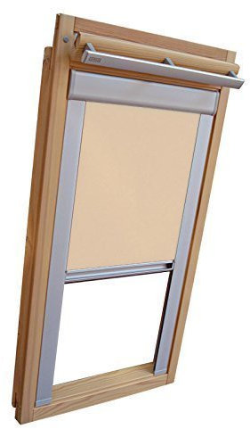 Hochwertiges Verdunkelungsrollo Rollo mit Seitenschienen für Velux DKL-EP GGL,GPL,GHL,GTL S08 beige-karamell // Verdunkelungsrollo/Verdunkelungs-Rollo/Fensterrollo