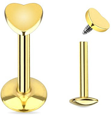 Autiga Lippen Piercing Micro Labret Monroe Herz Madonna Medusa Stecker Stud Gold 6 mm