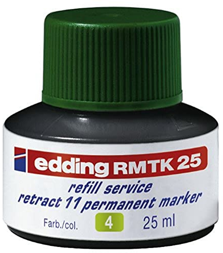 edding RMTK 25 Nachfülltinte - grün - 25 ml - mit Kapillarsystem, ideal zum sauberen und unkomplizierten Nachfüllen der edding Permanentmarker retract 11