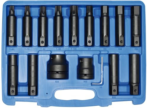 SW-Stahl 07940L Impact-Spezialbitsatz - 16-teilig - Chrom-Molybdän | Schlagschraubergeeignet - 3/4 und 1 Zoll Antrieb - T-Profil, Innensechskant, E-Profil - Profi-Werkzeug in Kassette