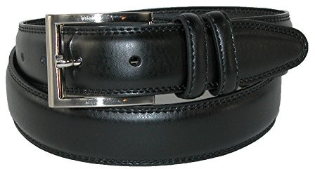 Aquarius Men's Leather 32mm Double Keeper Padded Belt with Satin Buckle