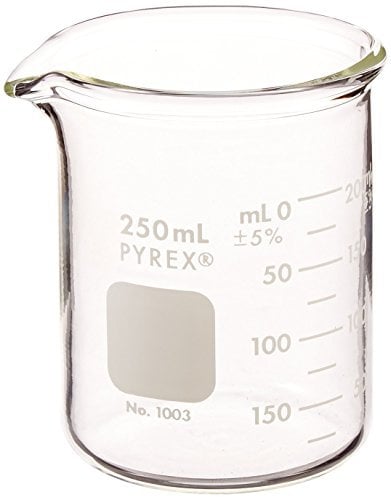 Pyrex 1003-250CN Heavy Duty Griffin 1003 250mL Beaker Double Scale Grad, Glass