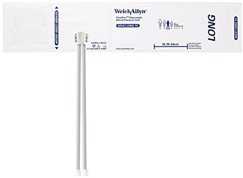 Welch Allyn SOFT-11L-2MQ FlexiPort Soft Disposable Blood Pressure Cuffs with Two-Tube Locking Type Connector, Adult Long [size 11L] (Pack of 20)
