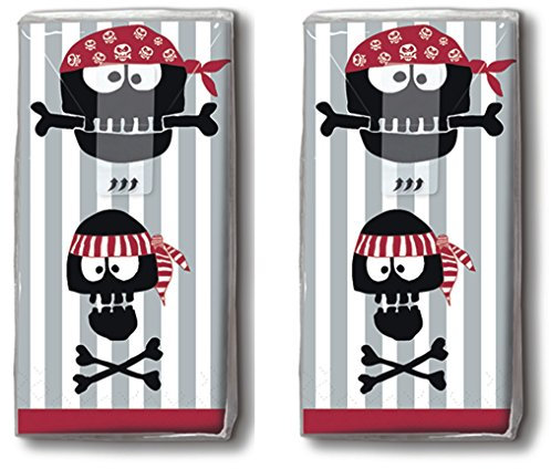 20 Taschentücher (2x 10) Piratenköpfe / Pirat / Motivtaschentücher