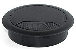 Emuca - Pasacables de mesa circular Ø80mm de plástico negro, tapa pasacables encastrable en mesa de oficina/escritorio, lote de 4