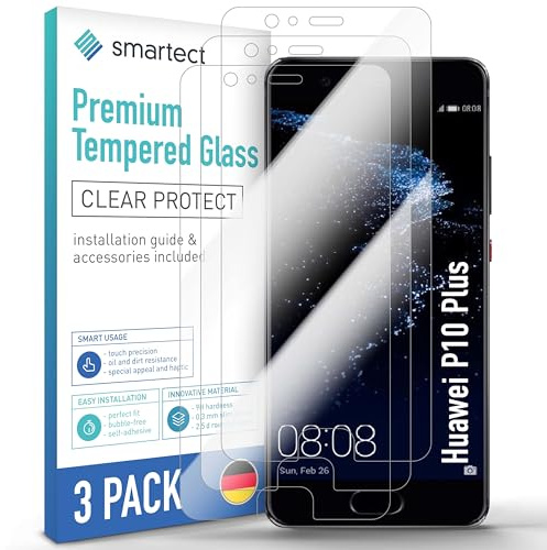 smartect Schutzglas 3 Stück für Huawei P10 Plus | HD Panzerfolie Anti-Kratzer, Displayschutz 0.3 mm Ultra-klar, 9H Härte, Stoßfest, Blasenfrei