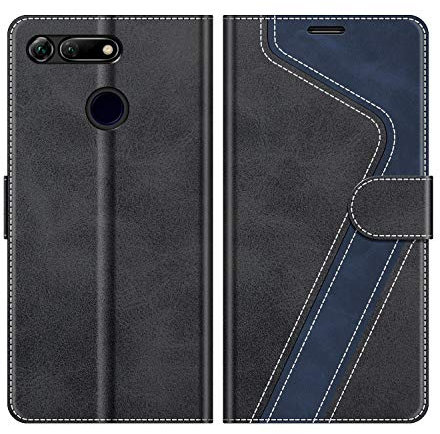 MOBESV Coque pour Honor View 20, Housse en Cuir Magnétique Fonction Stand Étui pour Honor View 20, Élégant Noir