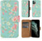 32nd Floral Series 2.0 - Design PU Leather Book Wallet Case Cover for Apple iPhone 11 Pro Max (6.5), Designer Flower Pattern Wallet Style Flip Case With Card Slots - Spring Blue