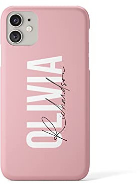 Tirita Personalised Hard Phone Case Compatible with iPhone 11 PRINTED GLITTER, NOT REAL GLITTER Fashion Stylish Monogram Baby Pink Name