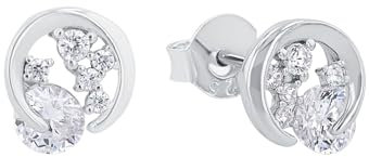 Amor Ohrstecker 925 Sterling Silber Damen Ohrschmuck, mit Zirkonia synth., 0,9 cm, Silber, Kommt in Schmuck Geschenk Box, 2026215