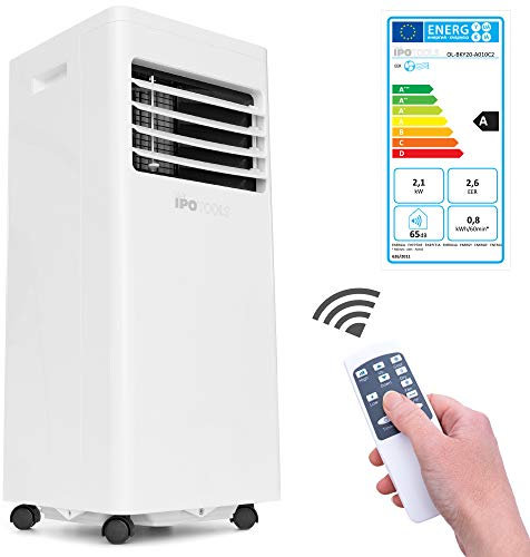 IPOTOOLS Climatiseur local mobile 3 en 1 avec tuyau d'évacuation d'air Refroidissement Aération 7000 BTU Pièces 12-35 m² Télécommande Minuteur