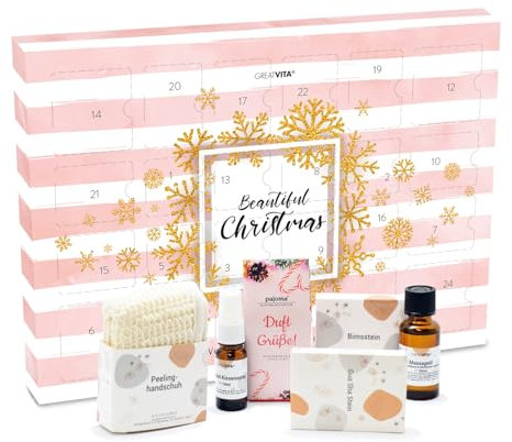 Beauty Adventskalender für Frauen 2025 | 24 exklusive Beauty- & Entspannungsmomente – Naturkosmetik, ätherische Öle, Pflegeprodukte & Tee – Geschenkidee für Frauen & Erwachsene – GreatVita