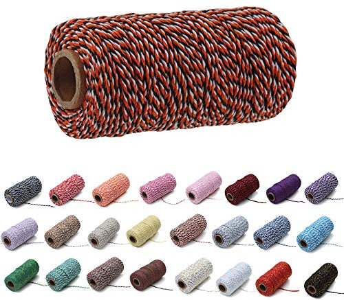 100 Yard/2 mm Baumwollseil, bunt, Handwerk, Kordel zum Stricken, für Geschenkverpackungen, Handwerk (Orange und Schwarz und Weiß)