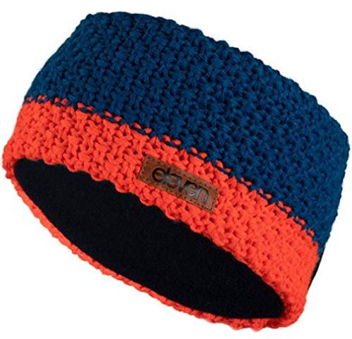 Eleven Sportswear Gestricktes Stirnbänder mit Fleece Innenfutter Haarband Ohrwärmer | gefüttertes Kopfband für Damen, Herren und Kinder (Blue Orange)