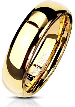 Paula & Fritz® Ring Damen Wolframcarbid Gr. 54 (17,2) Gold 2-mm Breit Kuppelring Herren-Ring Partnerring Ehering Damen-Ring Verlobungsring Tungsten