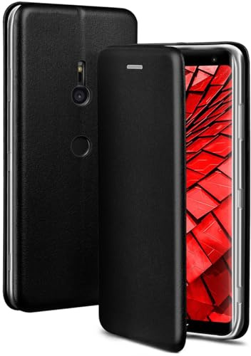 ONEFLOW Business Case für Sony Xperia XZ3 Handyhülle klappbar mit Standfunktion, Klapphülle Flipcase Cover Dünn, PU Leder Hülle mit Kartenfach, 360 Grad Schutzhülle, Schwarz
