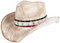 Queue Essentials Cowboy-Cowgirl-Hut für Herren und Damen, aus gewebtem Stroh, Westernhut mit breiter Krempe, USA, gebrochenes Weiß, Einheitsgröße
