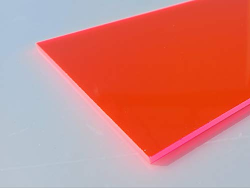 Platte Acrylglas GS, 500 x 500 x 5 mm, Fluoreszierend rot Zuschnitt alt-intech®