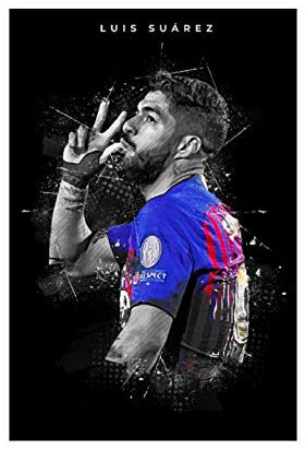 Luis Suarez Poster mit Fußballspieler, Leinwand, Wandkunst, Dekoration für Wohnzimmer, Heimdekoration, 30 x 45 cm