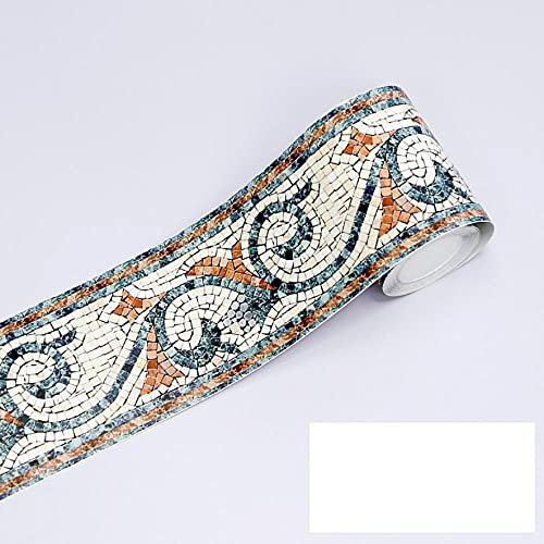 Tapetenbordüre, selbstklebende blaue Wandaufkleber, Bordüre, entfernbar, wasserdicht, Tapetenaufkleber, Dekoration für Wohnzimmer, Badezimmer, Küche, Fliesen, 10 x 500 cm