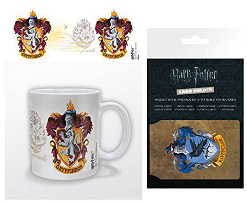 Harry Potter, Blason De Gryffondor Tasse À Café Mug (9x8 cm) Et 1, Porte-Carte Bancaire pour Fans (10x7 cm)