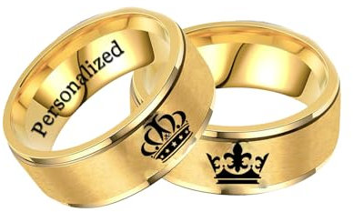 Personalisierte Foto-Mutter-Tochter-Ringe auf der Innenseite des Textes mit eingraviertem Muttertagsgeschenk-Ringen individuelles Paar Ringe für Jahrestag Geburtstag Verlobung (Gold)