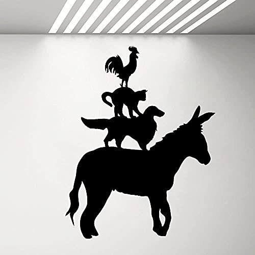 Vinyl Wandtattoo Bauernhof Silhouette Tier Esel Hund Katze Hahn Wandaufkleber Küche Wohnzimmer Dekoration Poster Aufkleber 42X54Cm