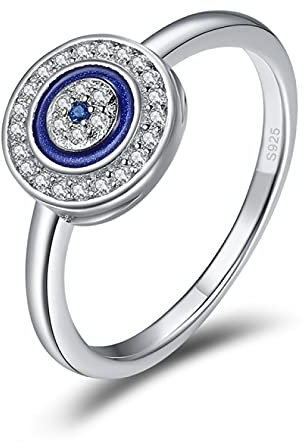 MAITONGG 100% 925 Sterling Silber Ringe Lucky Blue Eyes Frauen Fingerring Hochzeit & Verlobungsschmuck Ring Mädchen Frauen Schmuck Geschenke