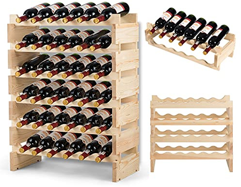 RELAX4LIFE Weinregal Holz, Weinschrank für 36 Weinflaschen | Stapelbar & Stehend, Weinschrank stehend für Esszimmer, Restaurant, Kneipe, Bar, Weinfalschenregal für Weinliebhaber