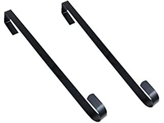 RAILONCH 2X Haken für Türkranz, Metall Türhaken für Kranz Aufhänger, Türkranz Haken, Kleiderhaken Tür für Haustür innen und außen, Weihnachten Party Dekoration (schwarz,38cm)
