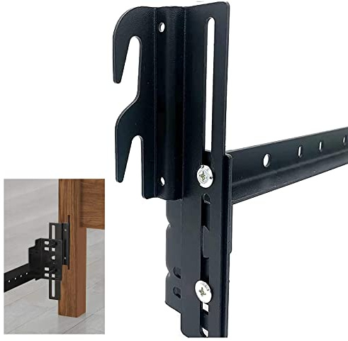2Pcs #711 Bolt-On to Hook-On Bed Frame Conversion Brackets for Headboard or Footboard,Bed Hook Adapter kit with Hardware, Hook on Bed Rails Brackets(Black)