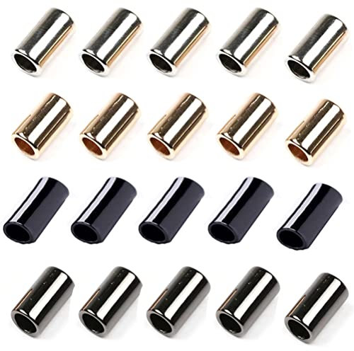 MiaLover 40 Stück Verschlusskappen Kordelenden Metall Endstück Kordel Verschluss Endkappen Endstopfen Kordelstopper für Schnüre Lanyard Kleidung Rucksack Sportwear Paracord (4 Farben)