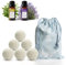 Luminer Boules de séchage, 6 boules de séchage sans plis avec 2 anti-plis de lavande et d'arbre à thé, boules de séchage en laine avec parfum de lessive