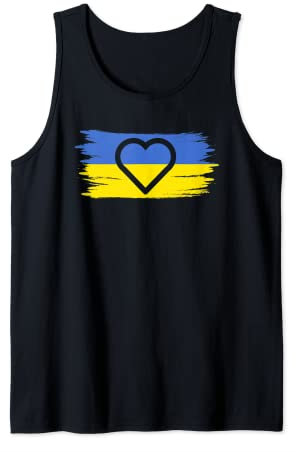 Ich stehe mit Ukraine-Herz Ukraine-Flagge Gelbe und blaue Tank Top